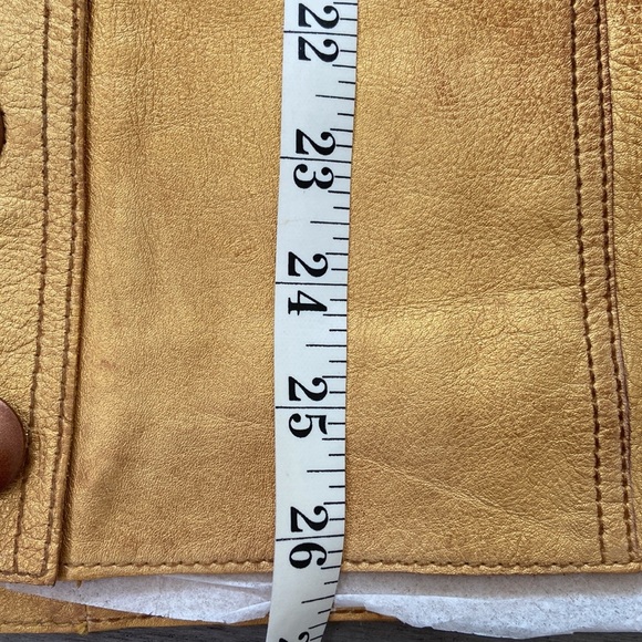 Free People Gold Leather Sleeveless Mini Dress Button Up Metallic Party 90s - Picture 11 of 11